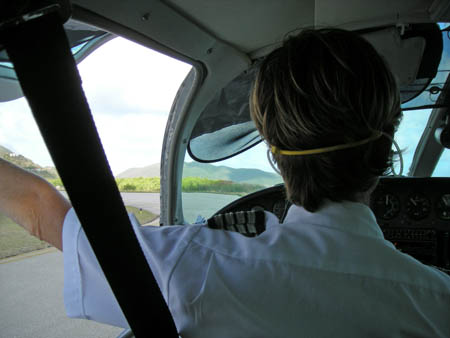 VP2VVA I sat right behind the female Cape Air pilot 
