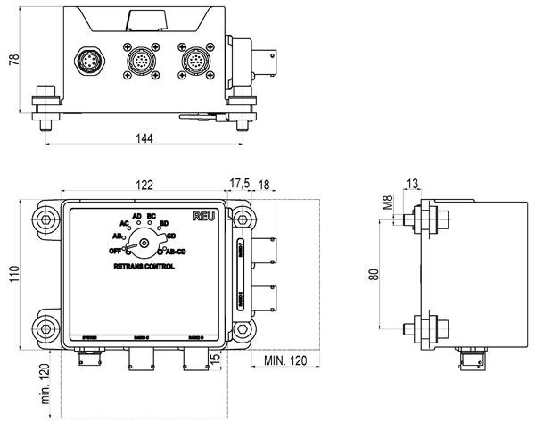 Габаритные размеры модуля расширения военного интеркома Габаритные размеры модуля расширения военного интеркома